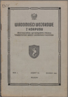 Wiadomości Wojskowe 2 Korpusu 1946, R. 1 z. 6