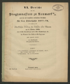 VI. Bericht über das Progymnasium zu Neumark W. / Pr. und die mit demselben verbundene Vorschule für das Schuljahr 1877-78