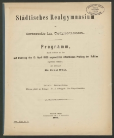 Städtisches Realgymnasium zu Osterode in Ostpreussen. Programm, durch welches der auf Dienstag den 13. April 1886