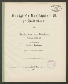 Königliche Realschule i. E. zu Heilsberg. Bericht über das Schuljahr 1913- 1914