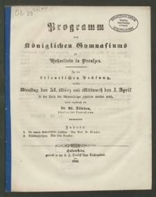 Programm des Königlichen Gymnasiums zu Hohenstein in Preußen. Zu der öffentlichen Prüfung, welche Dienstag den 31. März und Mittwoch den 1. April