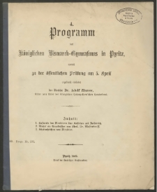 4. Programm des Königlichen Bismarck-Gymnasiums in Pyritz, womit zu der öffentlichen Prüfung am 5. April