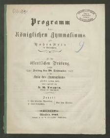 Programm des Königlichen Gymnasiums zu Hohenstein in Preußen. Zu der öffentlichen Prüfung, welche Freitag den 28. September
