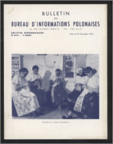 Bulletin du Bureau d'Informations Polonaises : bulletin hebdomadaire 1953.11.23, An. 9 no 279