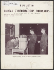 Bulletin du Bureau d'Informations Polonaises : bulletin hebdomadaire 1957.02.23; 03.15, An. 12 no 377