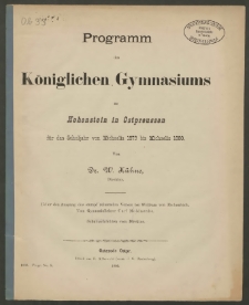 Programm des Königlichen Gymnasiums zu Hohenstein in Ostpreussen für das Schuljahr von Michaelis 1879 bis Michaelis 1880