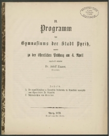 14. Programm des Gymnasiums der Stadt Pyritz, womit zu der öffentlichen Prüfung am 4. April