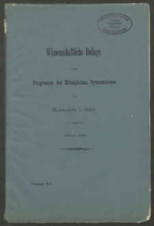 Entwurf eines Griechischen Lese- und Übungsbuches für die Untertertia der Gymnasien und Progymnasien im Anschluss an die Schulgrammatik von Koch