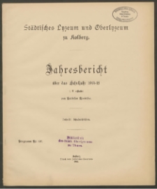 Städtisches Lyzeum und Oberlyzeum zu Kolberg. Jahresbericht über das Schuljahr 1914-1915