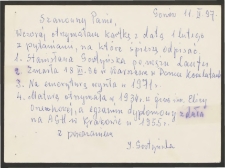 Karta pocztowa do Jana Malinowskiego z uzupełnieniami