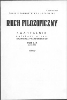 Ruch Filozoficzny 2002, T. 59 Indeks