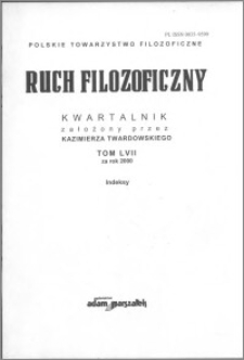 Ruch Filozoficzny 2000, T. 57 Indeks