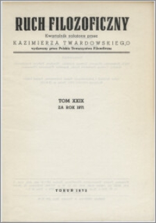 Ruch Filozoficzny 1971, T. 29 Indeks