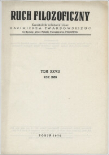 Ruch Filozoficzny 1969, T. 27 Indeks