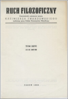 Ruch Filozoficzny 1967-1968, T. 26 Indeks
