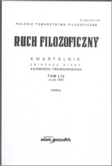 Ruch Filozoficzny 1997, T. 54 Indeks