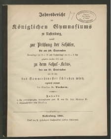 Jahresbericht des Königlichen Gymnasiums zu Rastenburg, womit zur Prüfung der Schüler, die am 26. September