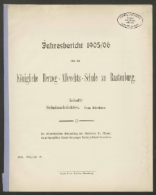 Jahresbericht 1905/1906 über das Königliche Herzog-Albrechts-Gymnasium zu Rastenburg