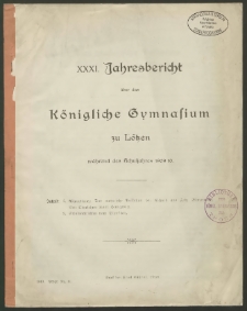 XXXI. Jahresbericht über das Königliche Gymnasium zu Lötzen während des Schuljahres 1909/10