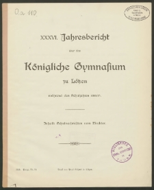 XXXVI. Jahresbericht über das Königliche Gymnasium zu Lötzen während des Schuljahres 1914/15