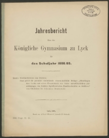Jahresbericht über das Königliche Gymnasium zu Lyck für das Schuljahr 1888/89