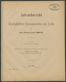 Jahresbericht des Königlichen Gymnasiums zu Lyck für das Schuljahr 1893/94