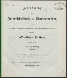 Jahresbericht über die Friedrichsschule zu Marienwerder, womit zu der am 27. September