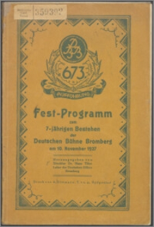 Fest-Programm zum 7-jährigen Bestehen der Deutschen Bühne Bromberg am 10. November 1927