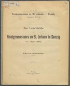 Zur Geschichte des Realgymnasiums zu St. Johann in Danzig von 1849-1900