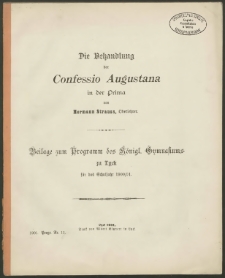 Die Behandlung der Confessio Augustana in der Prima