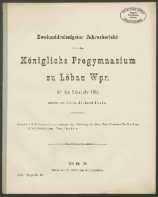 Zweiunddreissigster Jahresbericht über das Königliche Progymnasium zu Löbau Wpr. für das Schuljahr 1905