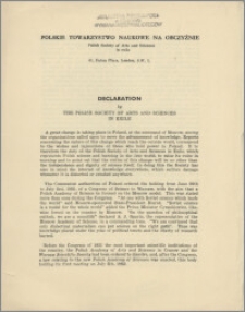 Declaration by the Polish Society of Arts and Science in exile