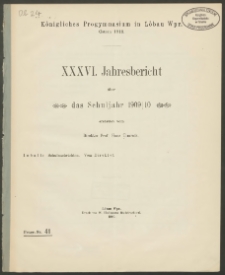 Königliches Progymnasium in Löbau Wpr. XXXVI Jahresbericht über das Schuljahr 1909/10