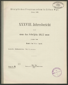 Königliches Progymnasium in Löbau Wpr. XXXVIII Jahresbericht über das Schuljahr 1911/12