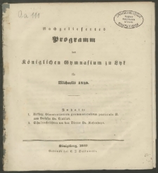 Nachgelifertes Programm des Königlichen Gymnasium zu Lyk für Michaelis 1840
