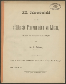 XX. Jahresbericht über das städtische Progymnasium zu Lötzen, während des Schuljahres Ostern 1898/99