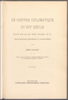 Un chiffre diplomatique du XVIe siècle : étude sur le Cod. Nunz. Polonia "27. A" des Archives Secrètes du Saint-Siège