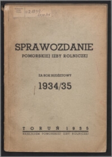 Sprawozdanie Pomorskiej Izby Rolniczej 1934-1935