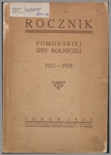 Rocznik Pomorskiej Izby Rolniczej 1923-1924
