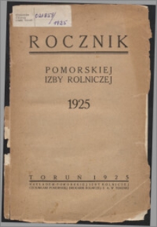 Rocznik Pomorskiej Izby Rolniczej 1925