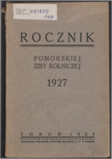 Rocznik Pomorskiej Izby Rolniczej 1927