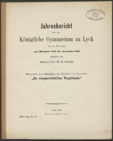 Jahresbericht über das Königliche Gymnasium zu Lyck für das Schuljahr von Michaelis 1878 bis ebendahin 1879