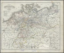 Reisekarte von Deutschland bis Paris, Kopenhagen, Warschau und Mailand reichend
