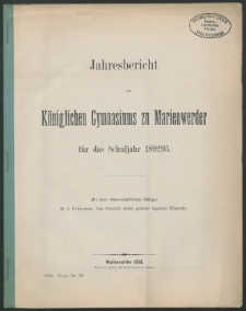 Jahresbericht des Königlichen Gymnasiums zu Marienwerder für das Schuljahr 1892/93