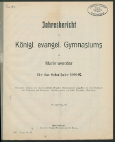 Jahresbericht des Königl. evangel. Gymnasiums zu Marienwerder für das Schuljahr 1906/07
