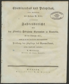 Jahresbericht über das Fürstlich Hedwigsche Gymnasium zu Neustettin, für das Schuljahr 183 3/4
