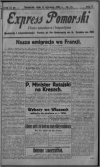 Express Pomorski : pismo niezależne i bezpartyjne 1925.01.11, R. 2, nr 11