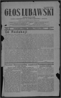 Głos Lubawski : polsko-katolicka gazeta bezpartyjna na powiat lubawski i okolice 1934.08.02, R. 1, nr 1