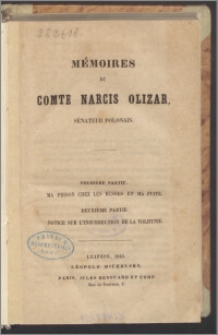 Mémoires du comte Narcis Olizar, sénateur polonais