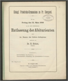 Königl. Friedrichs-Gymnasium zu Pr. Stargard. Zu der Freitag den 22. März 1889
